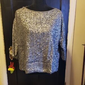Zadig & Voltaire Silver Sequin Boxy Top